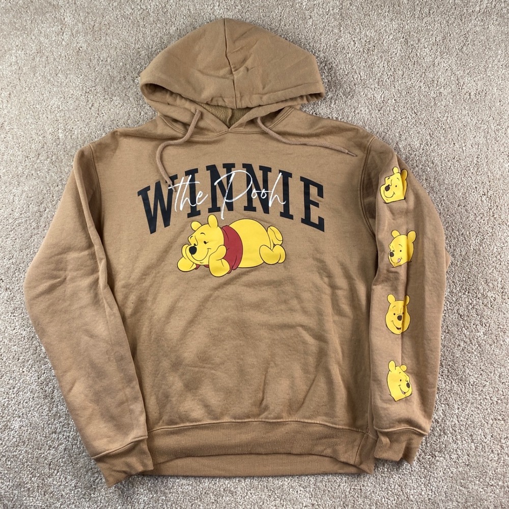Disney Winnie the Pooh Tan‎ Hoodie Small Women's Pullover Sweatshirt